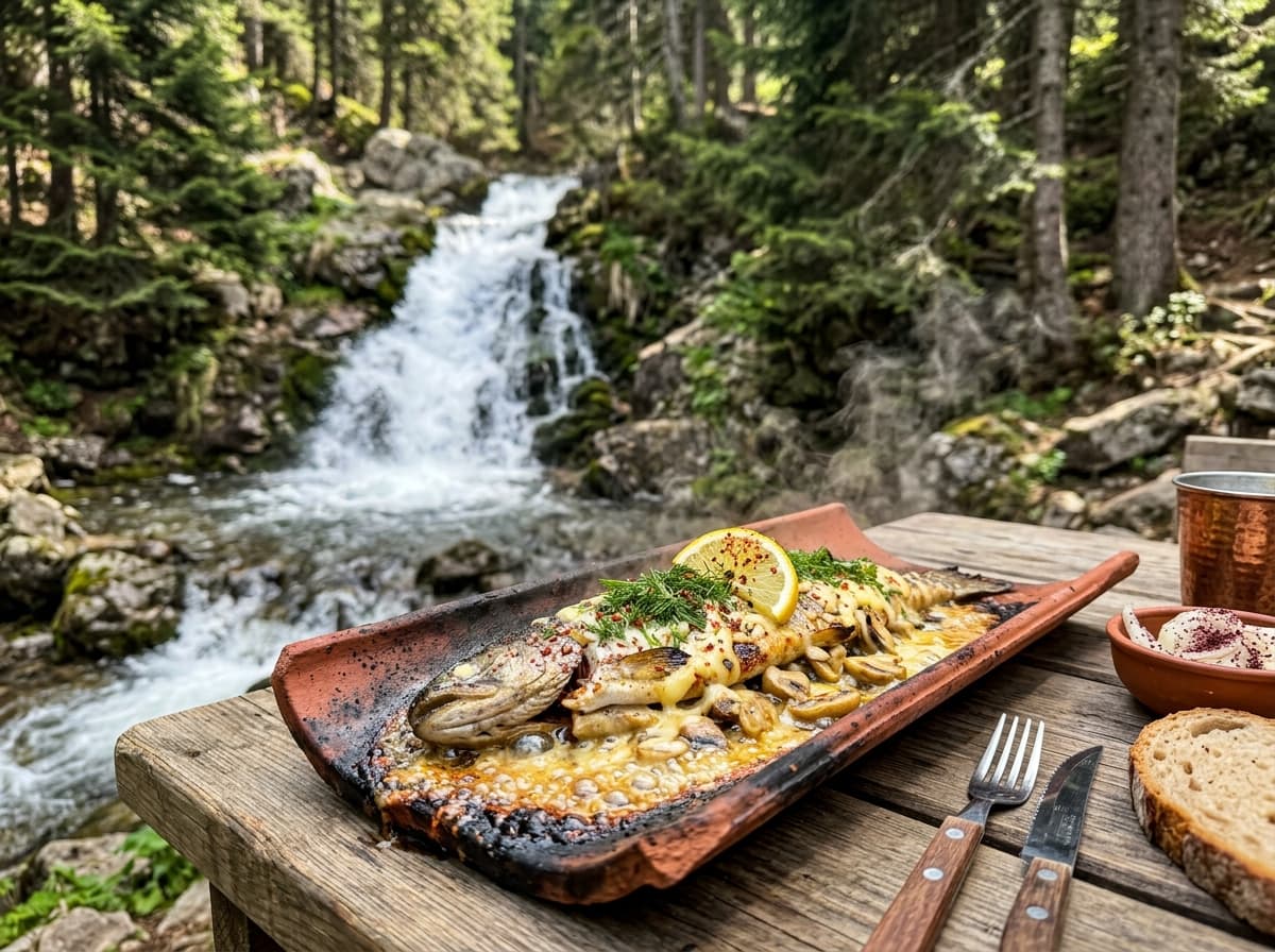 Uludağ Bergforelle auf der Tonziegel