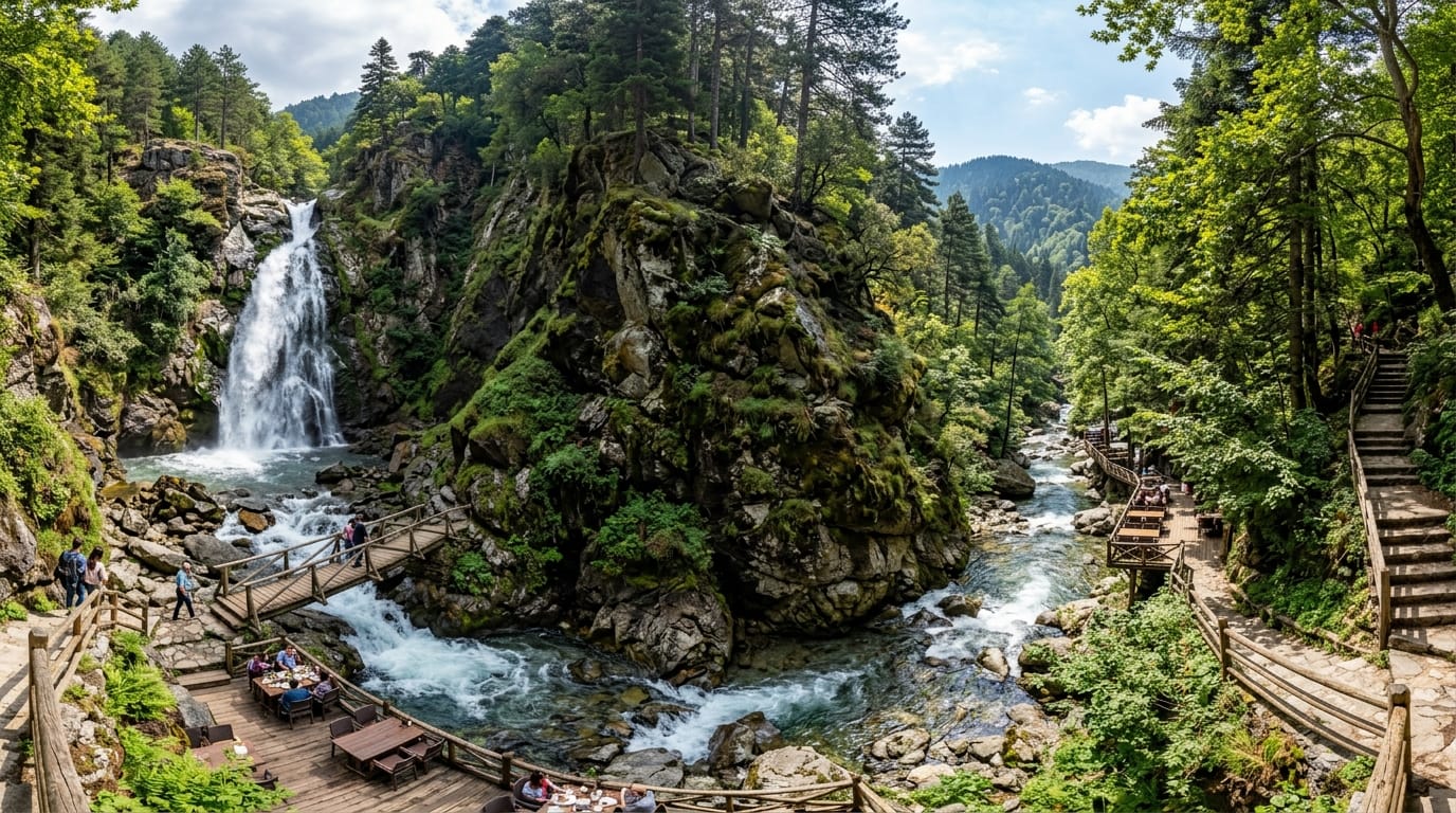 Saitabat-Wasserfall: Güvercinlik-Schlucht, Frauenverein und Frühstücksführer